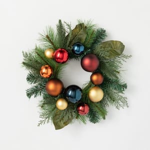 19 in. Unlit Multi-color Festive Ornamental Mini Artificial Christmas Wreath