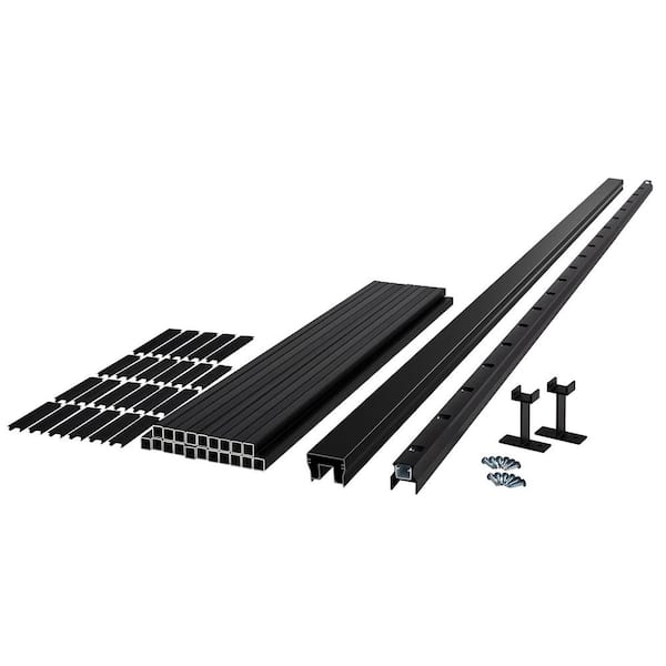 Fiberon Cityside Black Contemporary Aluminum 36 in. H x 96 in. W (Actual Size: 36 in. x 94 in.) Line Rail Kit