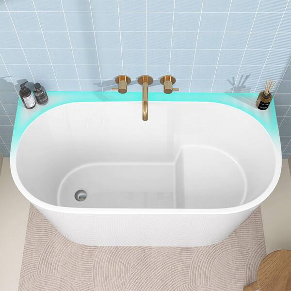 Zeafive 47 in. Acrylic Japanese Soaking Tub with Built-In Seat