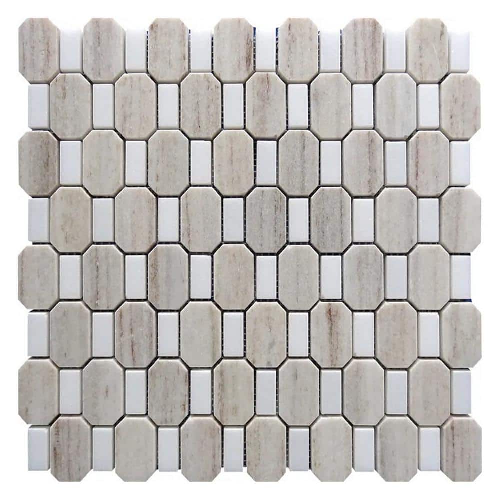 Mirage 12 in. x 13 in. Polished Crystal Sand, Thassos White Marble Mosaic Wall and Floor Tile (5.59 sq. ft./case) 5-Pack price history on PriceWatchPro