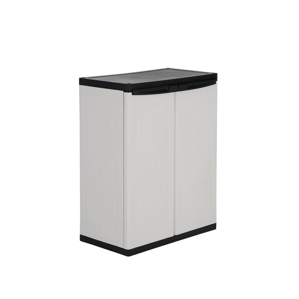 Premium One 26.9 in. W x 33.8 in. H x 15.8 in. D 2-Shelf Resin Freestanding Cabinet in Grey