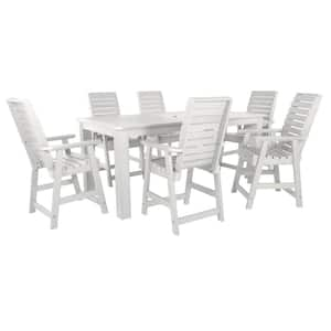 Weatherly White 7-Piece Recycled Plastic Rectangular Outdoor Balcony Height Dining Set