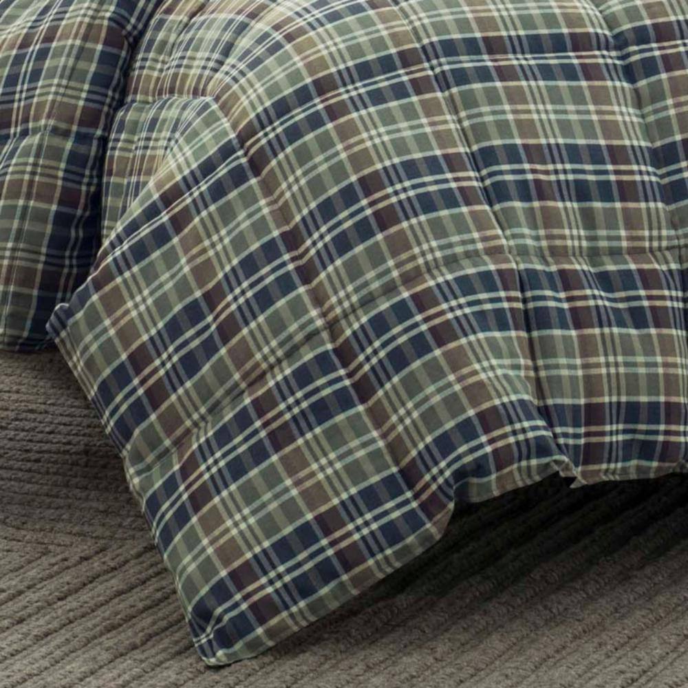 Full Navy Plaid Reversible Microfiber Comforter Set