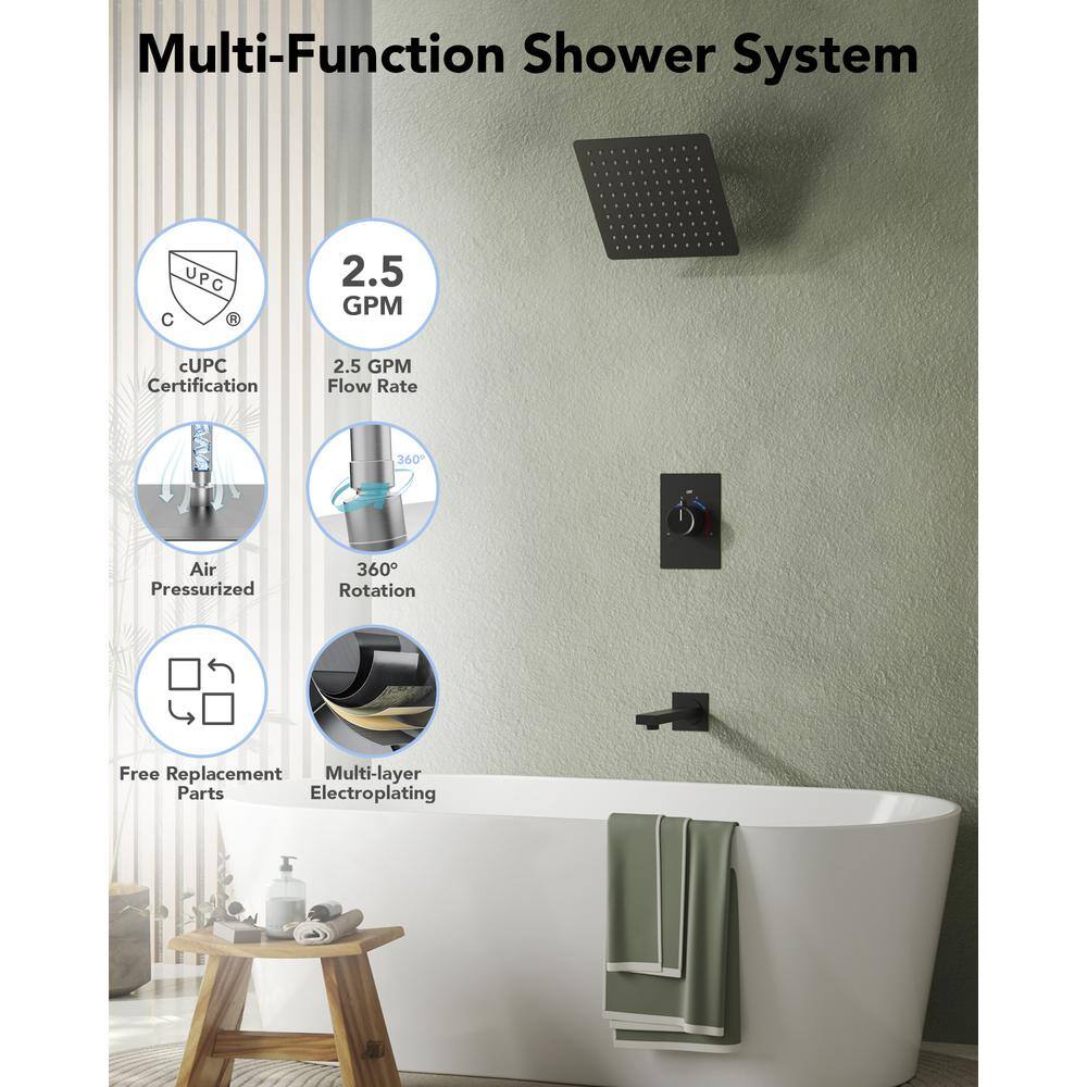 Brushed Nickel Wall Mounted Rain Shower Faucet Set with Handheld
