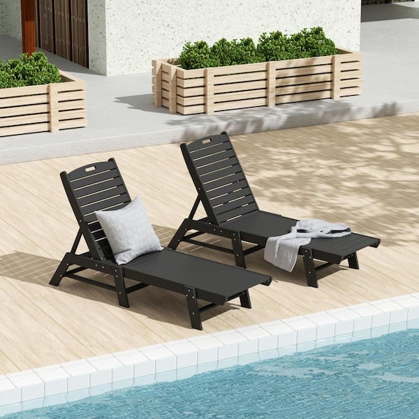 Westin Outdoor Laguna Gray HDPE Plastic Reclining Outdoor Chaise Lounge ...