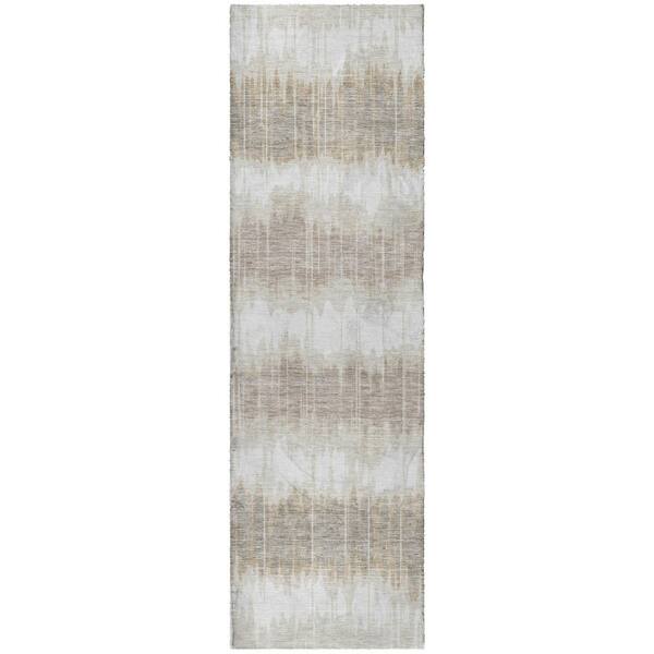 Dream Shag Premium Machine Washable Abstract ADS755 Ivory 2 ft. x 7 ft. Runner Rug