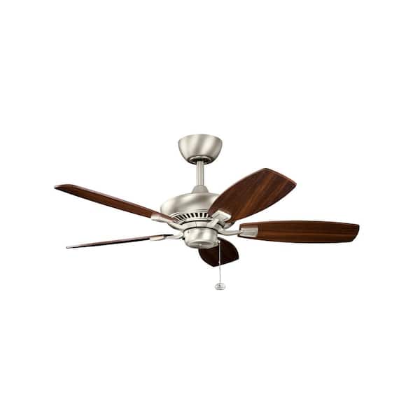 KICHLER Canfield 44 in. Indoor Brushed Nickel Downrod Mount Ceiling Fan with Pull Chain for Bedrooms or Living Rooms