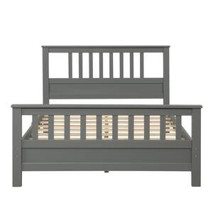 Ina 59 in. Gray Wooden Full Size Platform Bed Frame with Headboard