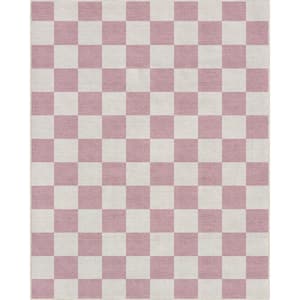 Pink 5 ft. x 7 ft. Flat-Weave Apollo Square Modern Geometric Boxes Area Rug