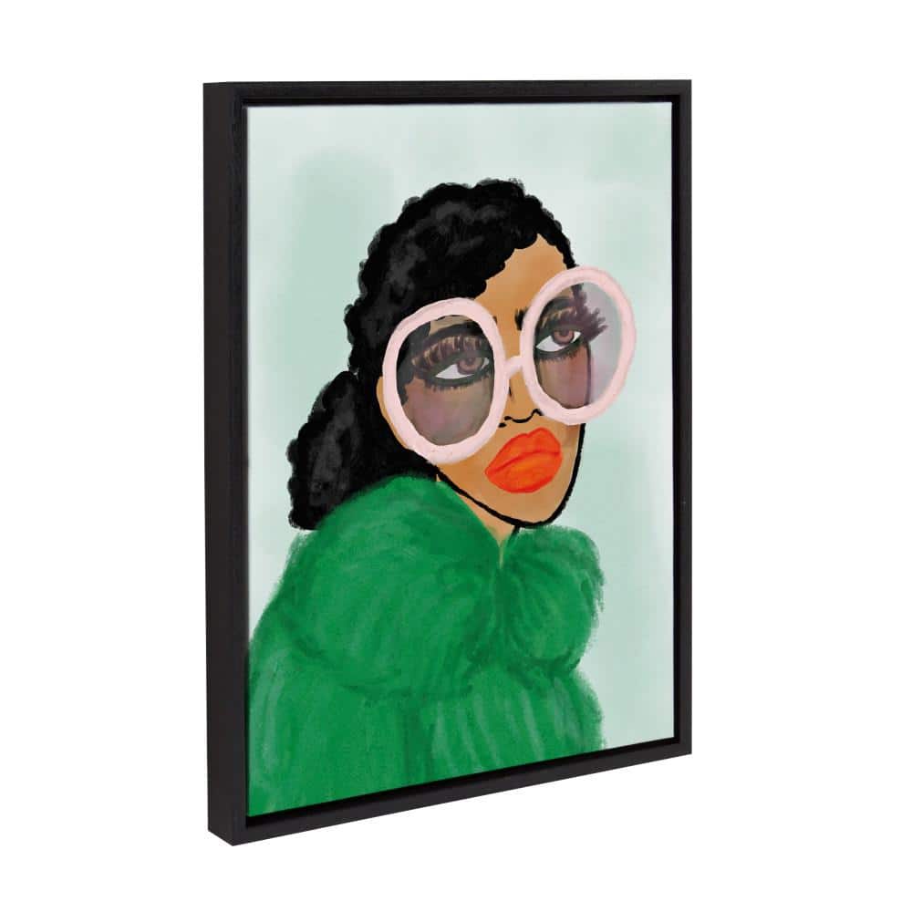 Green Coat Abstract Portrait Canvas with Black Frame