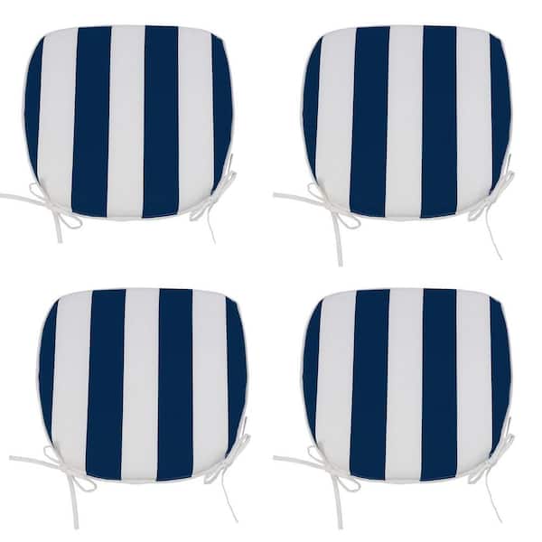 Tidoin 17.32 in. W x 16.54 in. D x 2 in. Thickness Outdoor Chair Cushions with Straps in Blue and White (Set of 4)