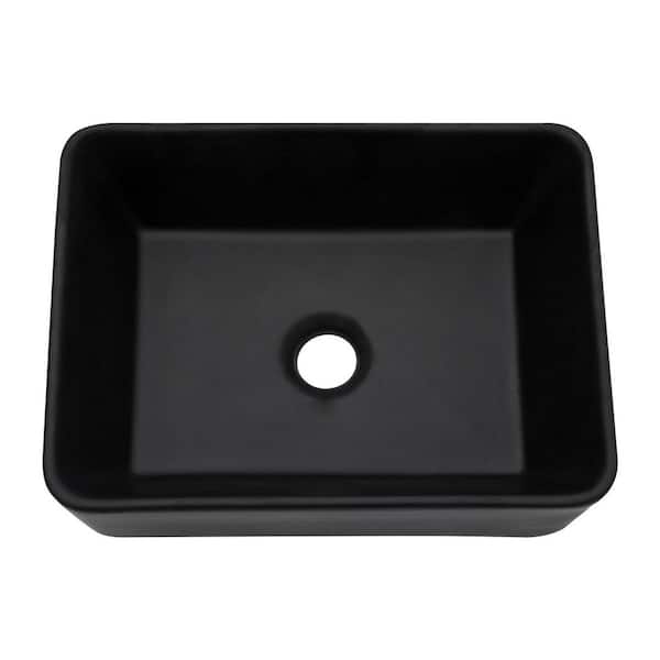 LORDEAR 16 in. x 12 in. Above Ceramic Rectangle Vessel Sink Vanity Sink Art Basin in Black