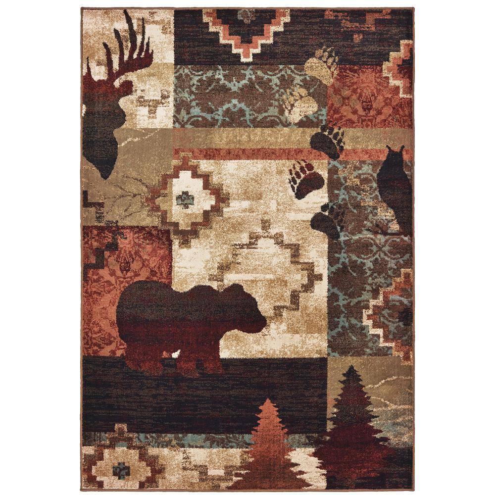 Timberidge Brown/Rust 5 ft. X 7 ft. Lodge Area Rug