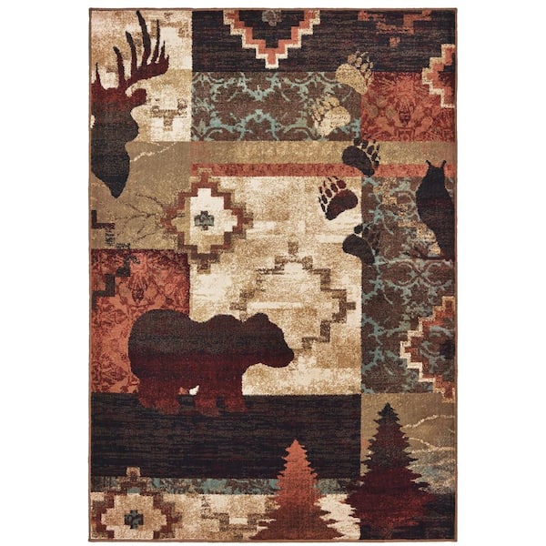 AVERLEY HOME Timberidge Brown/Rust 5 ft. X 7 ft. Lodge Area Rug