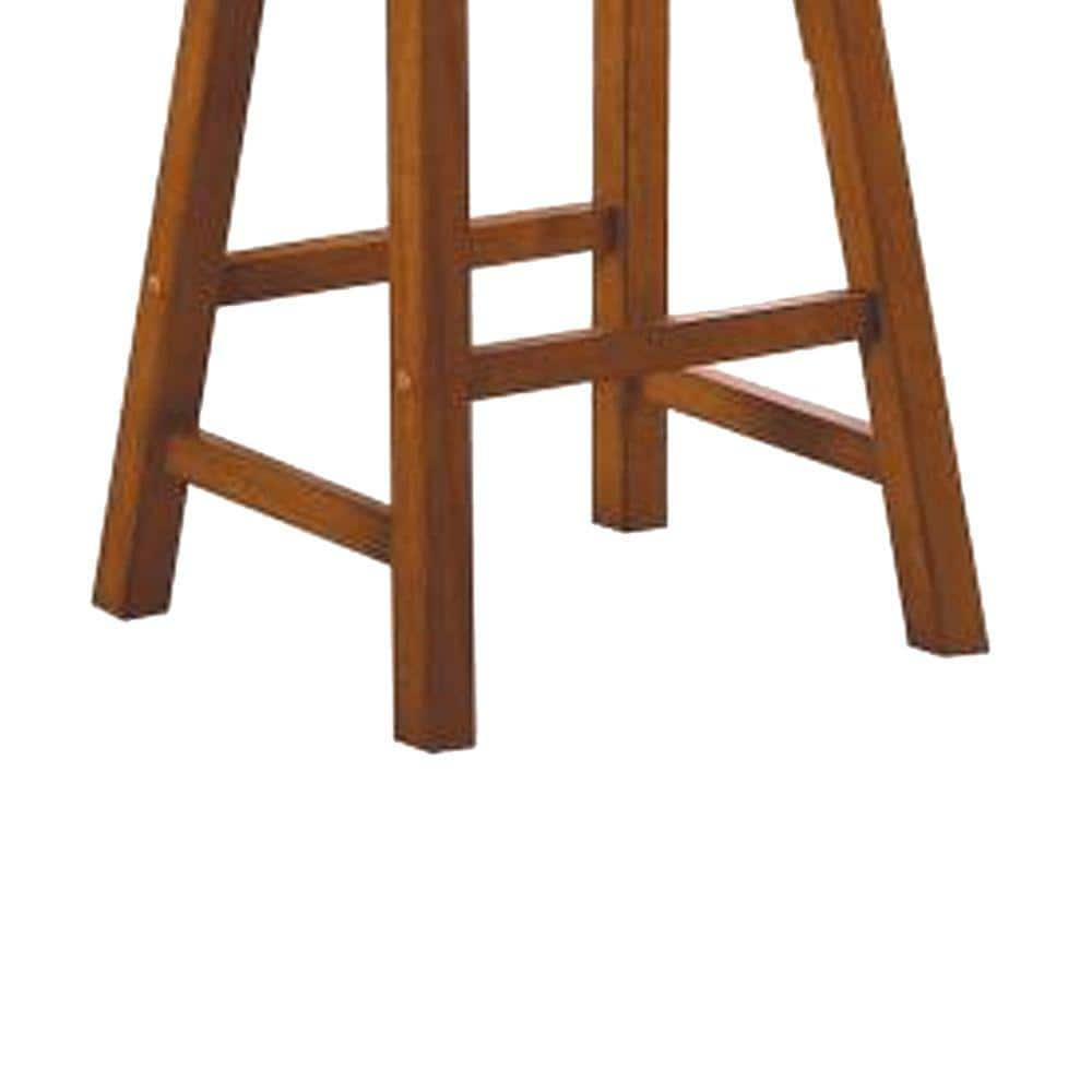 Saddle Style 24" Backless Solid Wood Bar Stool in Brown