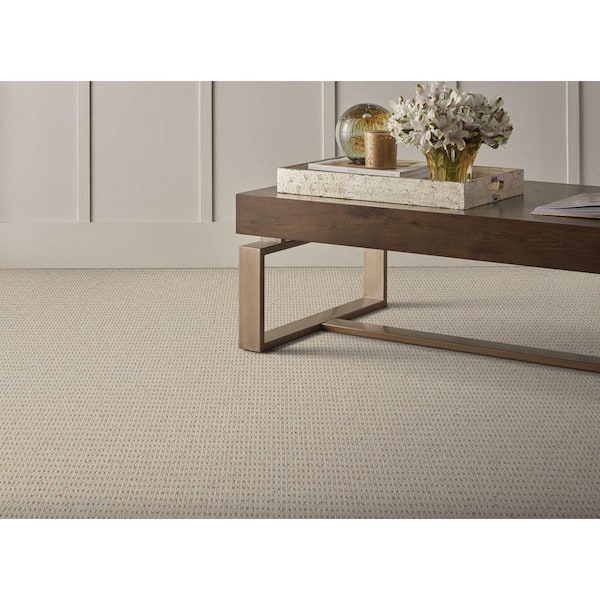 Crescendo Natural Beige 13.2 ft. 42 oz. Wool Pattern Installed Carpet