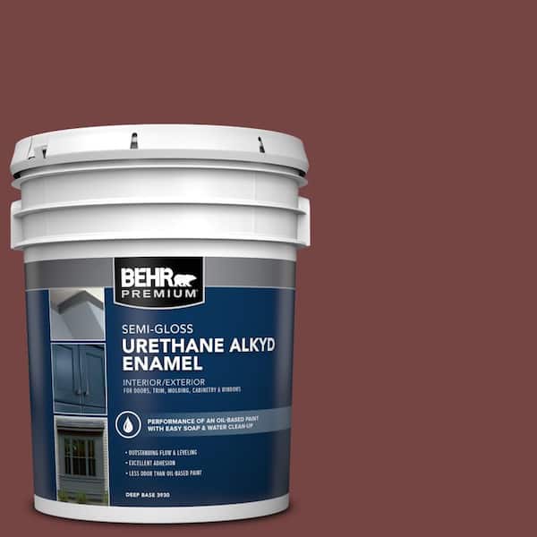 BEHR PREMIUM 5 gal. #S130-7 Cherry Cola Urethane Alkyd Semi-Gloss Enamel Interior/Exterior Paint