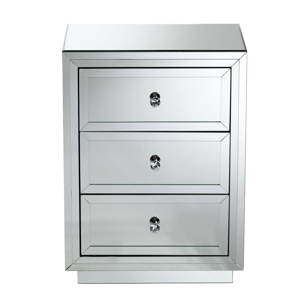 Lina Silver Mirrored 3-Drawer End Table