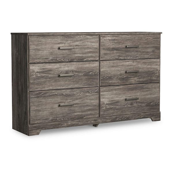 Benjara 15.59 in. Gray 6-Drawer Wooden Dresser without Mirror