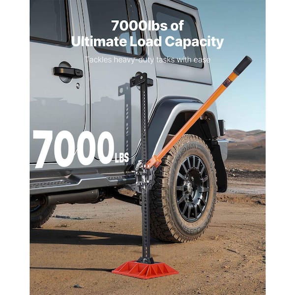 Farm Jack with Base, 60 in. High Lift, 3.18 Ton (7,000 lbs. ) Capacity, Ratcheting Off-Road Utility Jack, 5.12-54.33 in.