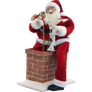 48 in. Santa Claus in the Chimney, Music and Motion Standing Decor, Christmas Animatronic