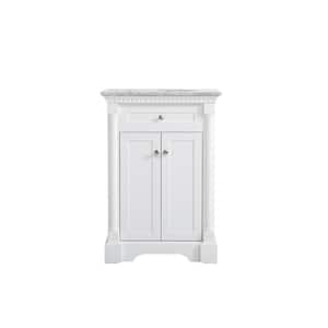 Simply Living 24 in. W x 21.5 in. D x 35 in. H Bath Vanity in White with Carrara White Marble Top