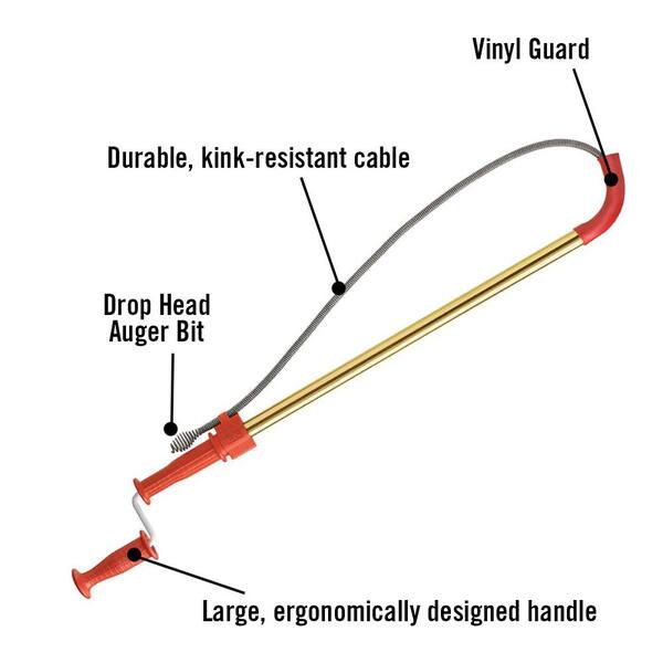 thumbnail image 2 of Ridgid K6P 6 Ft Toilet Auger – Heavy Duty Bulb Head, Plumber’s Snake For 1-4 Inch Pipes 2 of 4