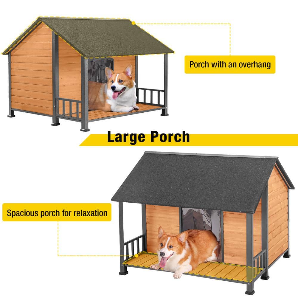 Large Weatherproof Wood and Iron Dog House with Balcony