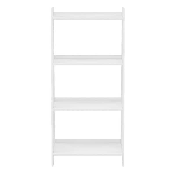 White Wood 4 Shelf Ladder Bookcase With, White Bookcase Open Back