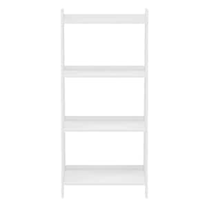 53.14 in. White Wood 4-shelf Ladder Bookcase with Open Back