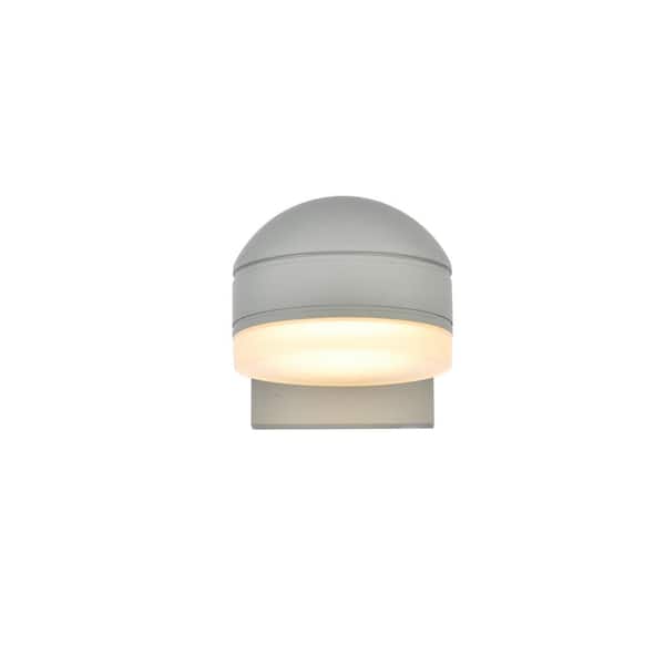 Unbranded Timeless Home 1-Light Round Silver LED Outdoor Wall Sconce