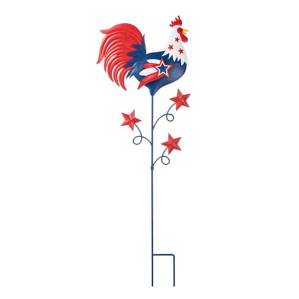 Glitzhome 35.75 in. H Patriotic/Americana Metal Rooster Yard Stake (KD)