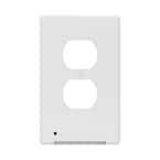 1-Gang Duplex Plastic Wall Plate with Built-in Nightlight - White