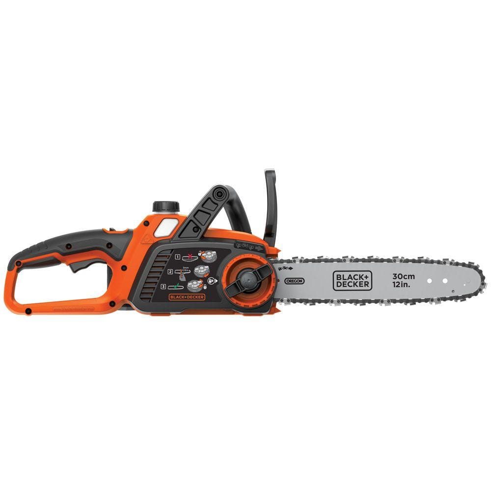 12-Inch Orange and Black Electric Chainsaw with Safety Chain