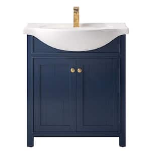 Marian 30 in. W x 19.25 in. D x 35 in. H Bath Vanity in Blue with Porcelain Vanity Top in White with White Basin