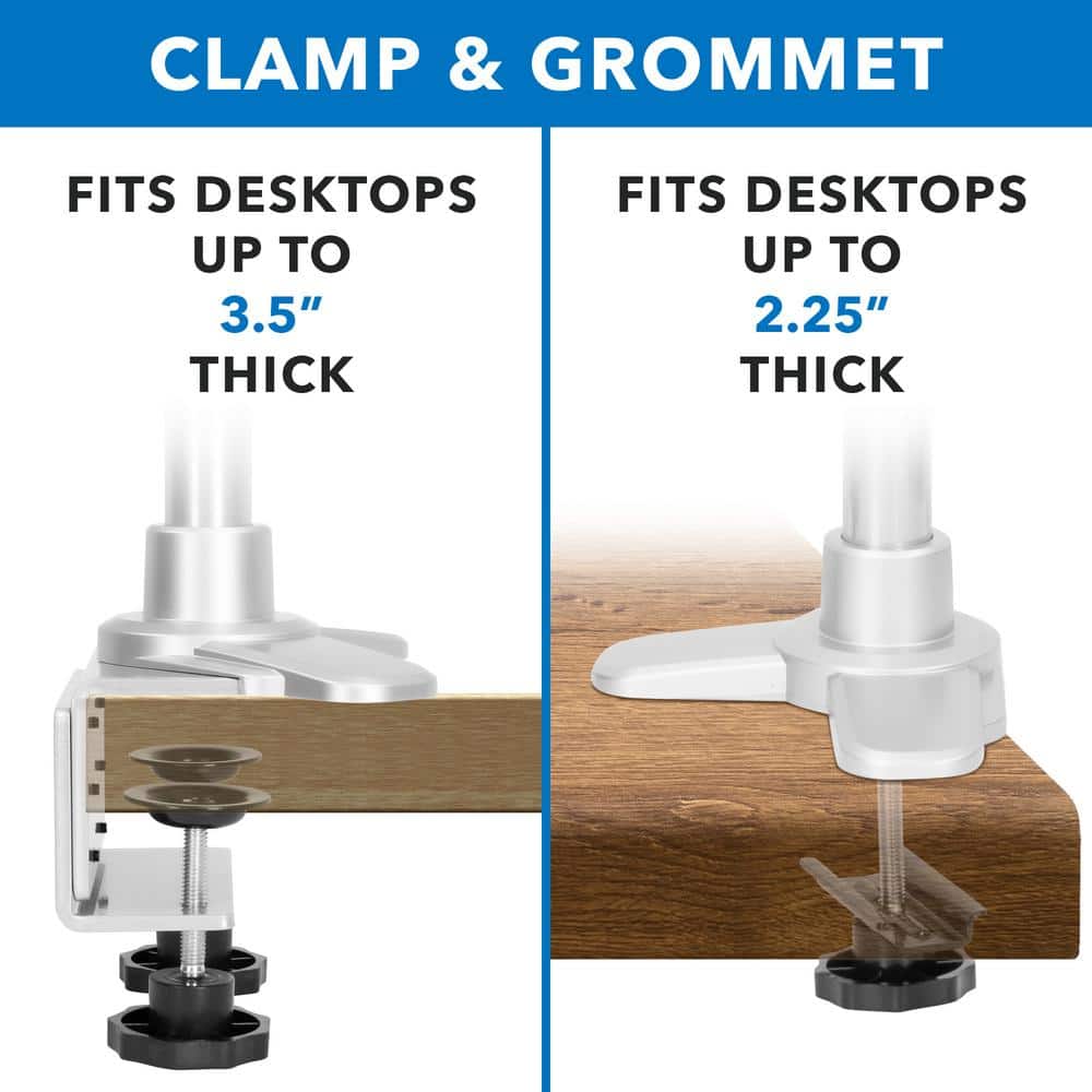 Silver Quad Monitor Desk Mount with Adjustable Arms