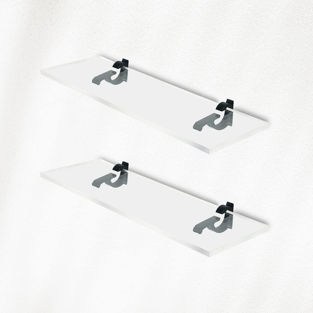 6 in. W x 0.75 in. H x 14.5 in. D Floating Wall Mount Clear Acrylic Rectangular Shelf in Matte Black Brackets Pack of 2 price history on PriceWatchPro