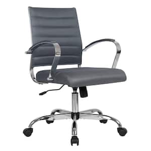 Benmar Office Chair Upholstered Mesh Mid-Back Adjustable Computer Chair with Swivel and Tilt in Grey