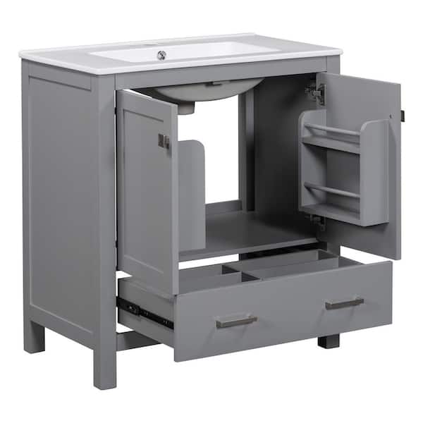 COWLOWN 30 in. D x 18 in. W x 34 in. H Bathroom Gray Linen Cabinet