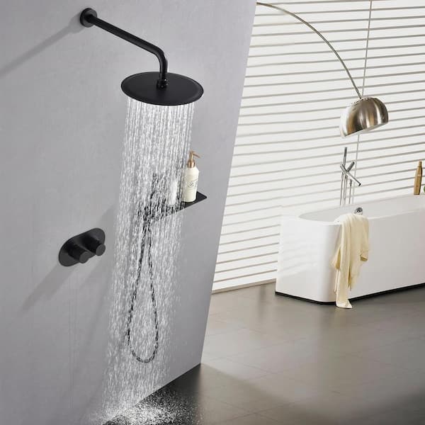 Industrial Black Matte Concealed Black Shower Set
