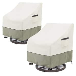 33 in. W x 35 in. D x 38.5 in. H 100% Waterproof Outdoor Swivel Lounge Chair Cover in White and Grayish Green, 2-Pack