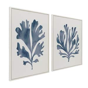 Sylvie Sophisticated Neutral Coral Blue by The Creative Bunch Studio White Framed 2-Piece Art Set 28 in. x 38 in.