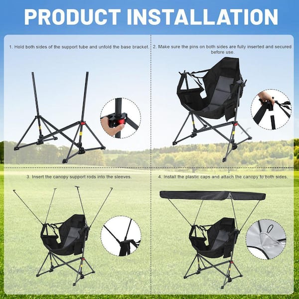 MUKE Portable Hammock Camping Chair with Adjustable Canopy