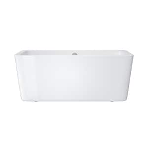 59 in. Acrylic Flatbottom Non-Whirlpool Bathtub in White