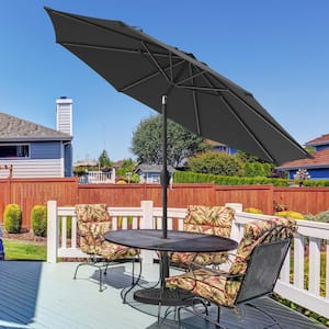 9 ft. Patio Market Umbrellas with Crank and Tilt Button in Black