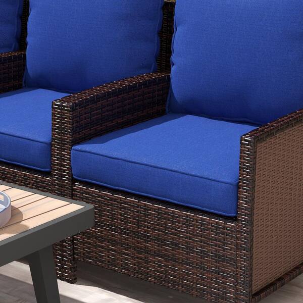 Outsunny 8 Piece Patio Chair Cushion and Back Pillow Set Seat Replacement Patio Cushions Set for Outdoor Garden Furniture Blue 84G 196V00DB The Home Depot