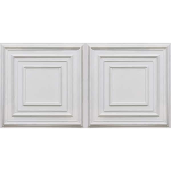 FROM PLAIN TO BEAUTIFUL IN HOURS Schoolhouse White Matte 2 ft. x 4 ft. PVC Lay-in Faux Tin Ceiling Tile
