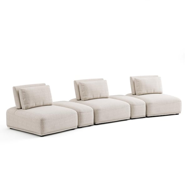 Furniture of America Fairwind 159 in Armless 5-Piece Boucle Fabric Curved Modular Sectional Sofa in Beige With Extendable Backrest