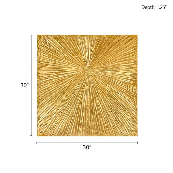 訳あり／キャンバスアート Sunburst Gold デコ 抽象デザイン　Ⓣ Contemporary Sunburst Unframed Gold Hand Painted Dimensional Resin