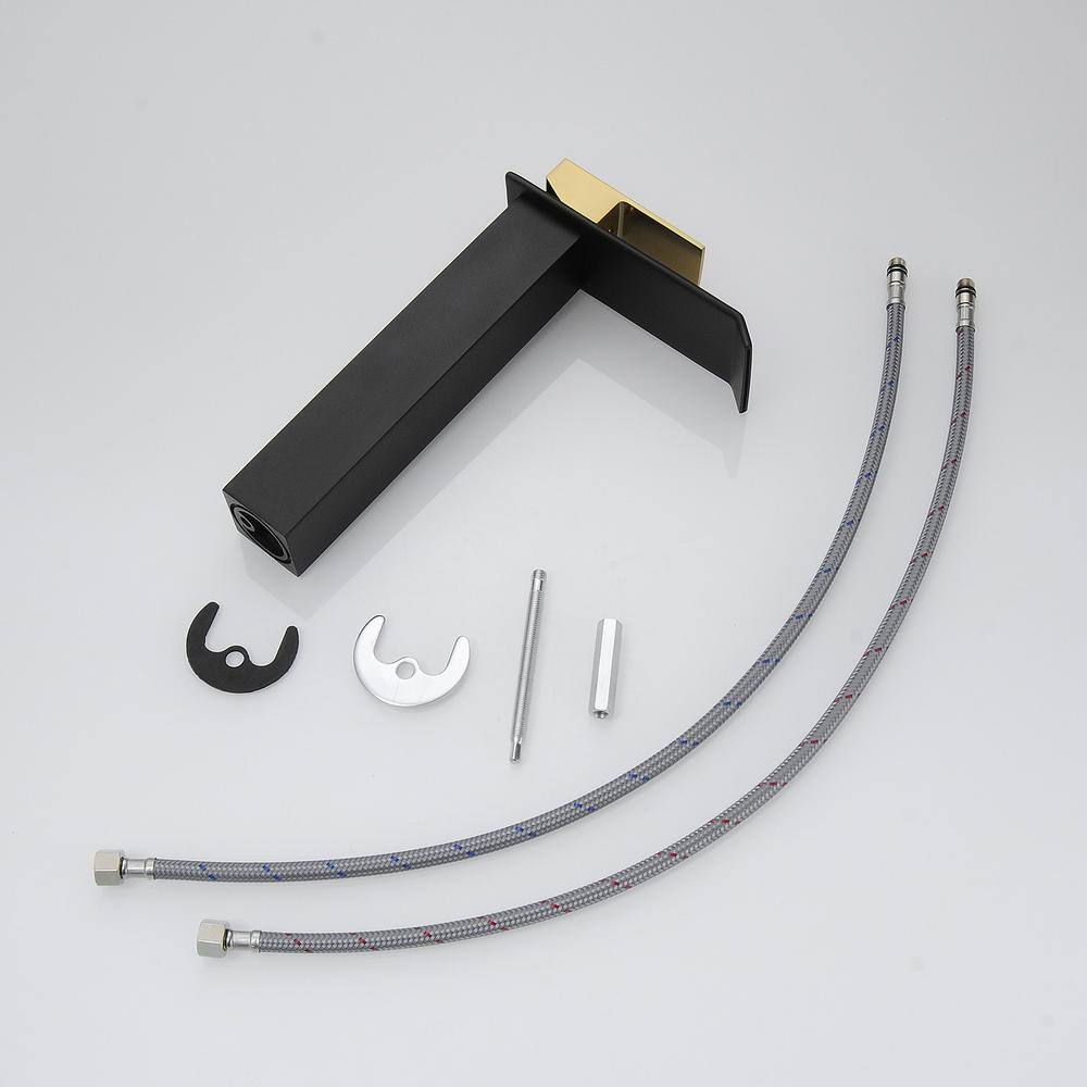 Matte Black and Gold Single Handle Vessel Sink Faucet